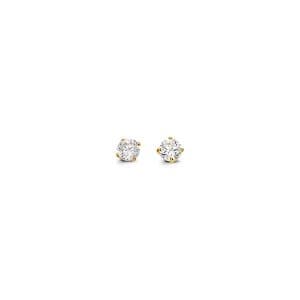 14K Gold 4-Claw CZ Screwback Stud Earrings