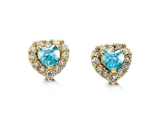 14K Gold Heart-Shaped CZ Screwback Stud Earrings