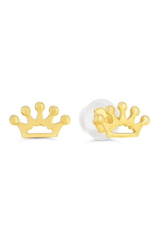 14K Gold Crown Screwback Stud Earrings