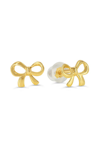 14K Gold Ribbon Screwback Stud Earrings