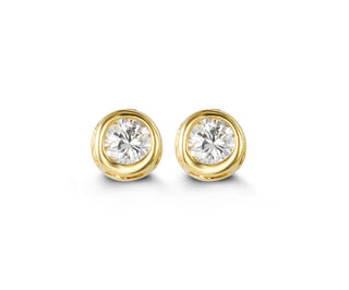 14K Gold Bezel Set Screwback Stud CZ Earrings