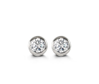 14K Gold Bezel Set Screwback Stud CZ Earrings