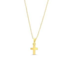 10K Gold Cross Pendant, Cable Chain