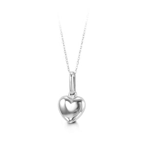 10K Gold Puffed Heart Pendant, Cable Chain