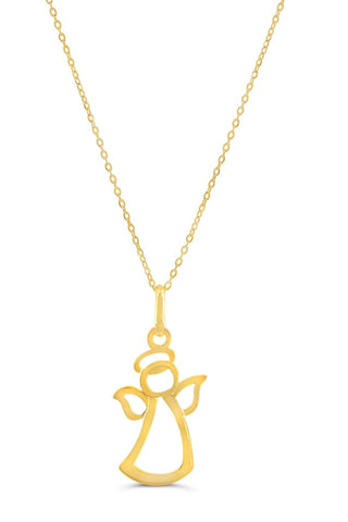 10K Gold Angel Pendant, Cable Chain