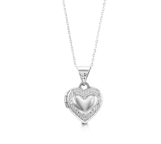 10K Gold Heart Locket  Pendant, Cable Chain