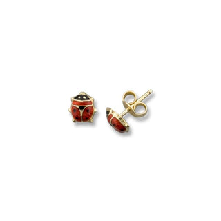 10K Gold Lady Bugs Stud Earrings