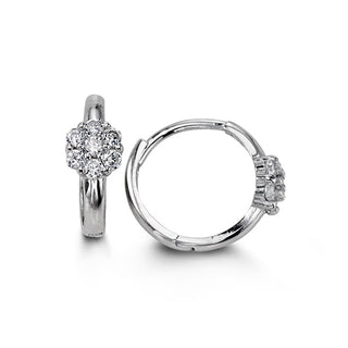 14K Gold Cluster CZ Huggie