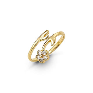 10K Gold Flower Shape CZ Toe Ring