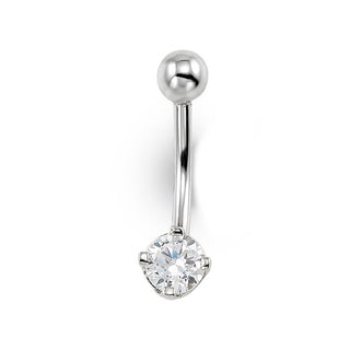 14K Gold Belly Button Round CZ Ring
