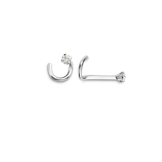 14K Gold 4-Claw Curved CZ Nose Stud