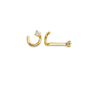 14K Gold 4-Claw Curved CZ Nose Stud