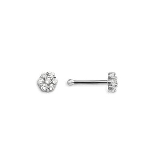 14K Gold Flower-Shaped CZ Nose Stud