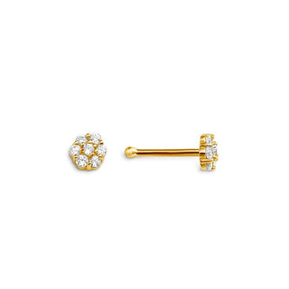 14K Gold Flower-Shaped CZ Nose Stud