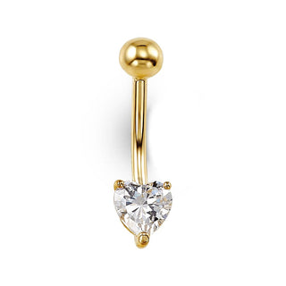 14K Gold Belly Button Heart-Shaped CZ Ring