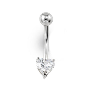 14K Gold Belly Button Heart-Shaped CZ Ring