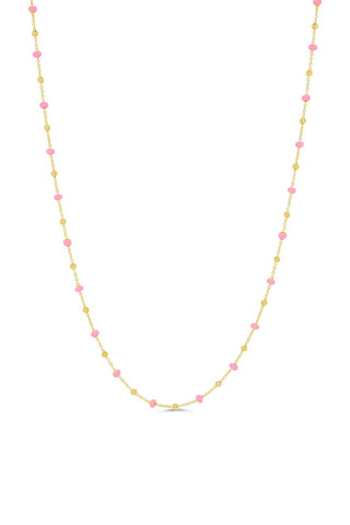 Beaded Enamel Necklace , Pink