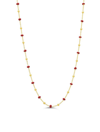 Beaded Enamel Necklace, Red