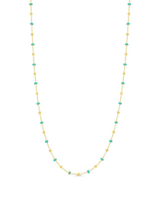 Beaded Enamel Necklace, Teal