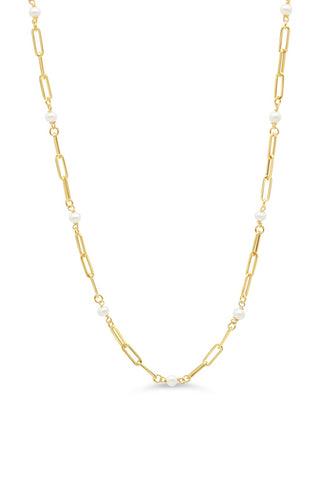 Multi Pearls Paperclip Necklace