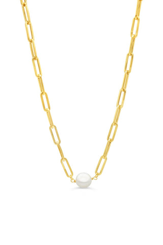 Single Pearl Paperclip Necklace