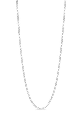 Bevelled Curb Chains, 2MM - White Gold, 2121d