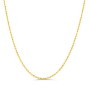 Diamond Cut Solid Rope Chain, 3MM - Yellow Gold, 22"