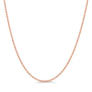 Diamond Cut Solid Rope Chain, 3MM - Rose Gold, 22"