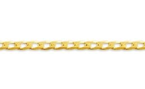 Gentle Beveled Curb, 3MM - Yellow Gold, 22"