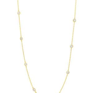 10K Gold Lab By Yard Necklace, 1.50ct