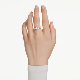 Anillo Swarovski Attract Trilogy, talla redonda, blanco, baño de rodio - 5656291