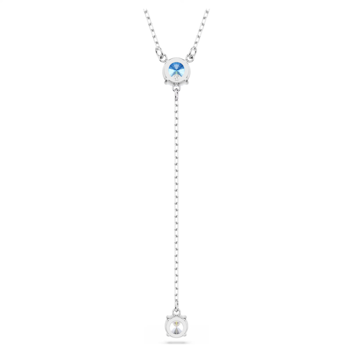 Swarovski Stilla Attract Y necklace, Round cut, Blue, Rhodium plated 5734249