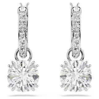 Swarovski Constella/Stilla drop earrings, Round cut, White, Rhodium plated - 5636717/5649007 (SS)