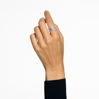 Juego de anillos Swarovski Constella (2), talla princesa, blanco, baño de rodio - 5647662 