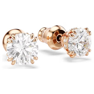 Swarovski Constella stud earrings, Round cut, White, Rose gold-tone plated - 5638801/5648994 (SS)