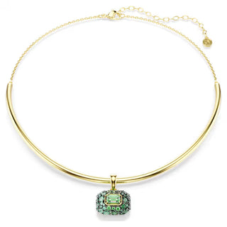 Swarovski Sublima choker, Octagon cut, Green, 18K gold finish 5760763