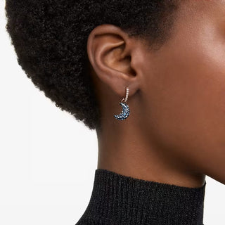 Swarovski Luna drop earrings, Crystal pearl, Asymmetrical design, Moon, Multicolored, Rose gold-tone plated 5671569