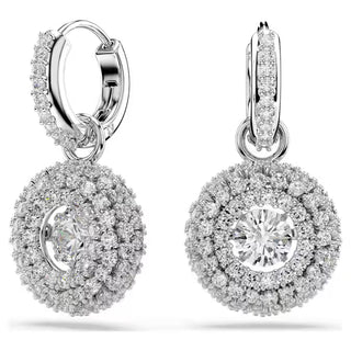 Swarovski Sublima drop earrings Round cut, White, Rhodium plated 5738193