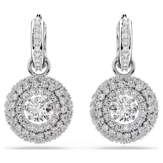Swarovski Sublima drop earrings Round cut, White, Rhodium plated 5738193