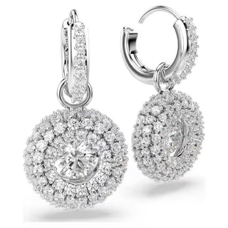 Swarovski Sublima drop earrings Round cut, White, Rhodium plated 5738193