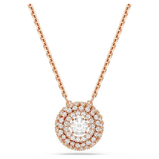 Swarovski Sublima pendant, Round cut, White, 18K rose gold finish 5764190