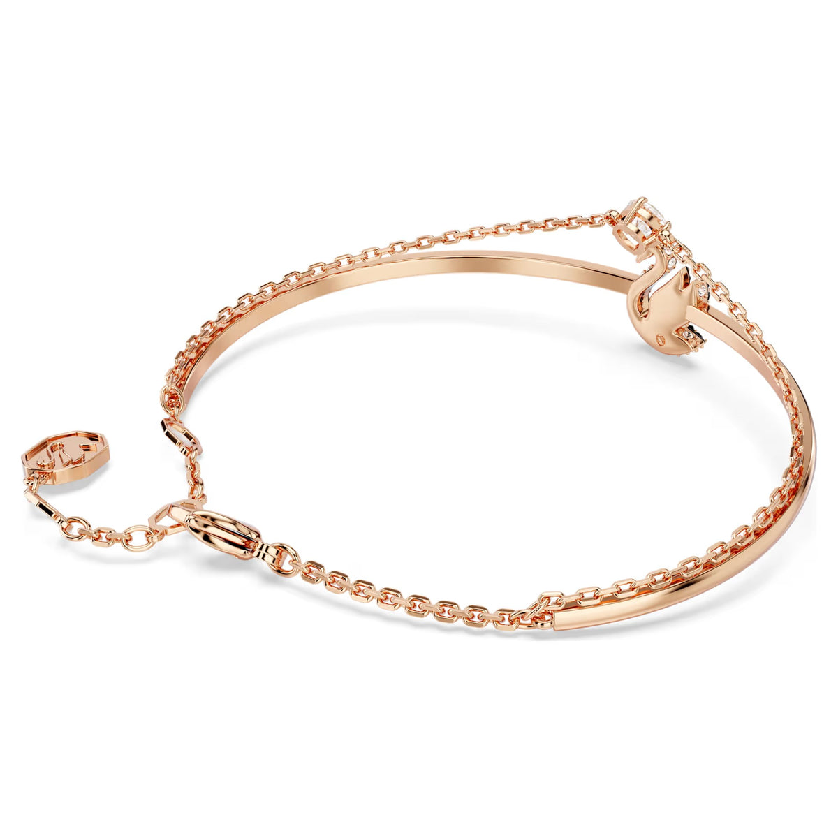 Swarovski - Swarovski Iconic Swan bangle, Swan, Black, Rose gold-tone plated - 5678048