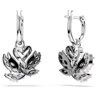 Swarovski - Swan drop earrings, Swan, Black, Rhodium plated - 5705728