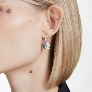 Swarovski - Swan drop earrings, Swan, Black, Rhodium plated - 5705728