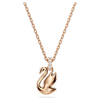 Swarovski - Colgante Iconic Swan, Cisne, Pequeño, negro, Baño en tono oro rosa - 5678046