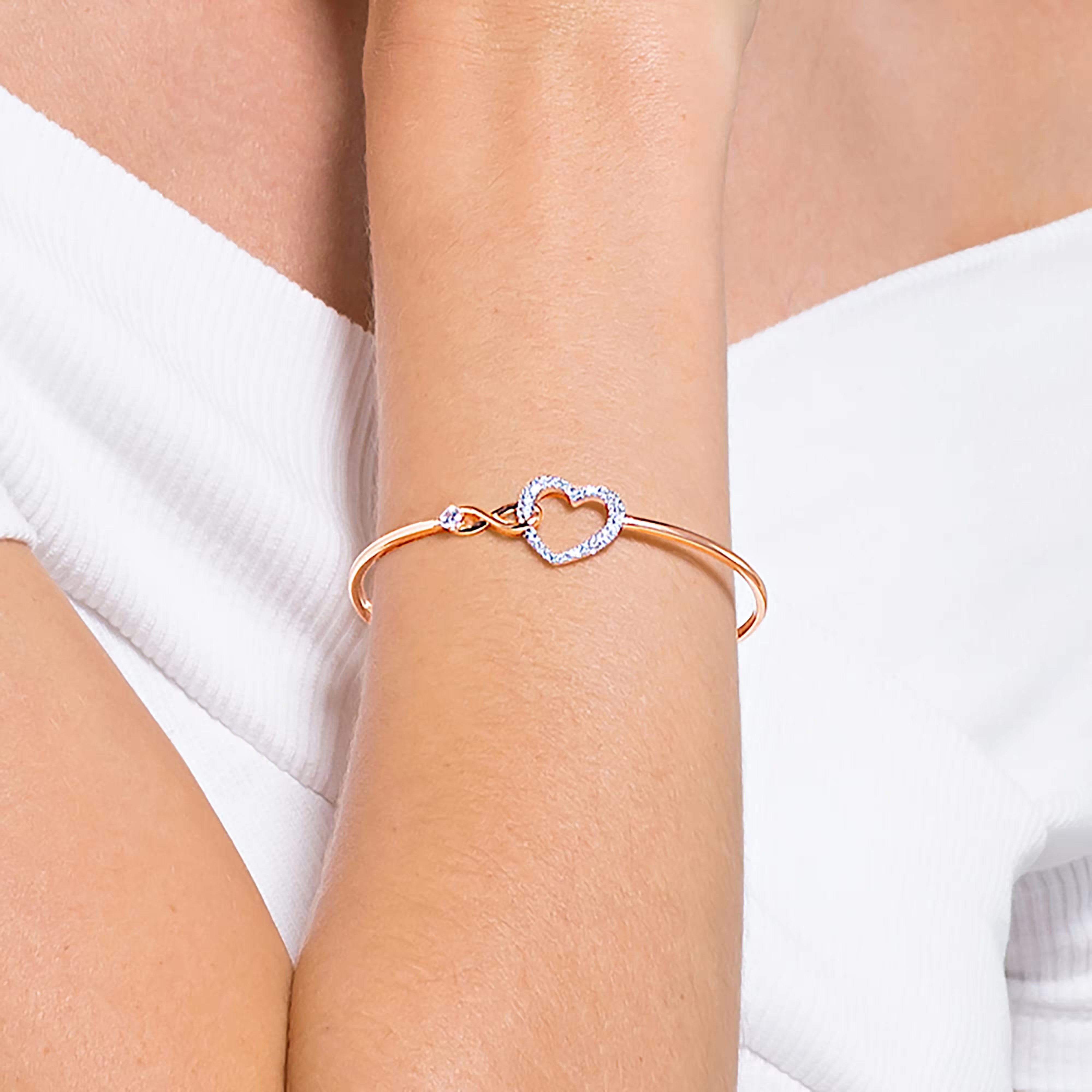 Swarovski Infinity bangle, Infinity and heart, White, Mixed metal finish - 5518869
