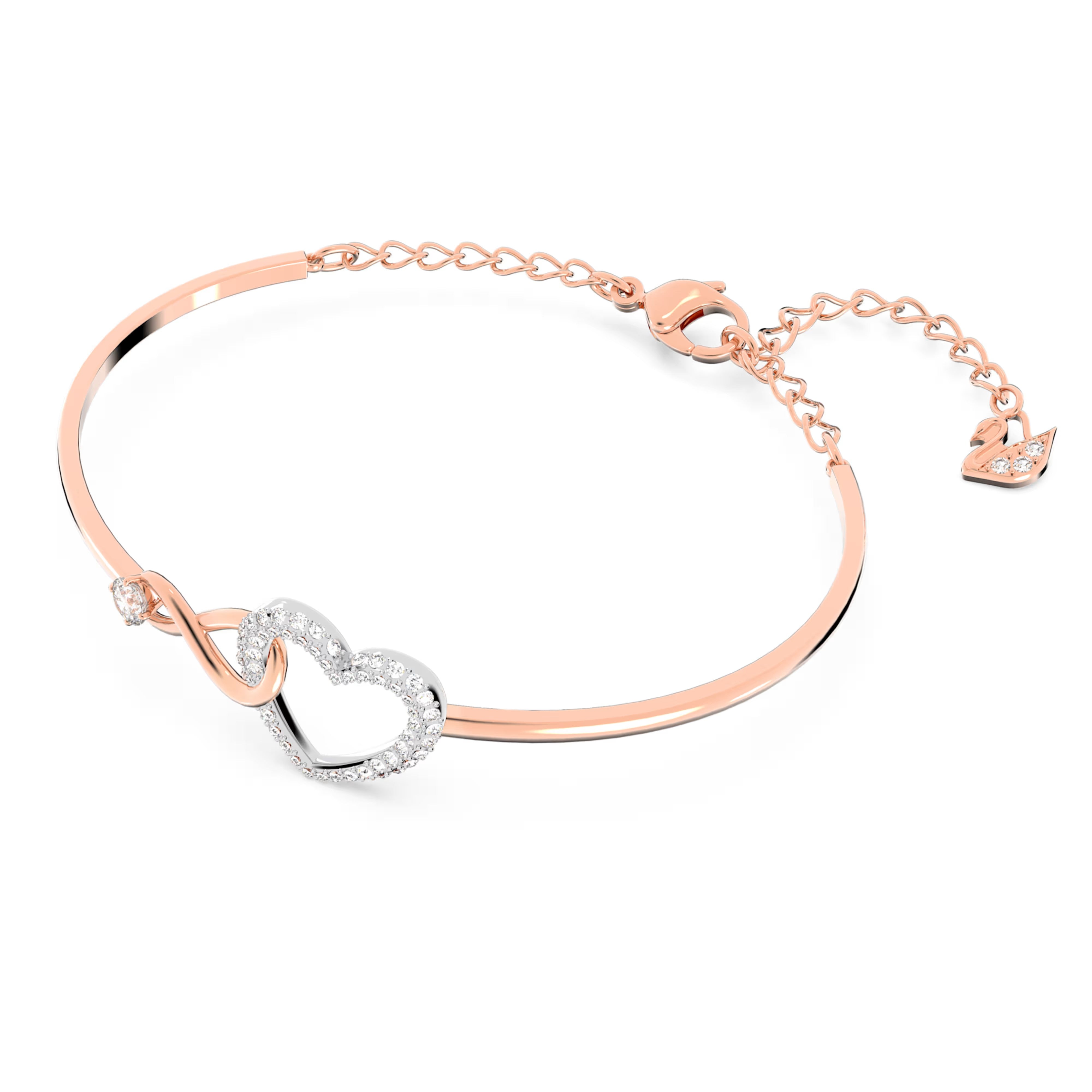 Swarovski Infinity bangle, Infinity and heart, White, Mixed metal finish - 5518869