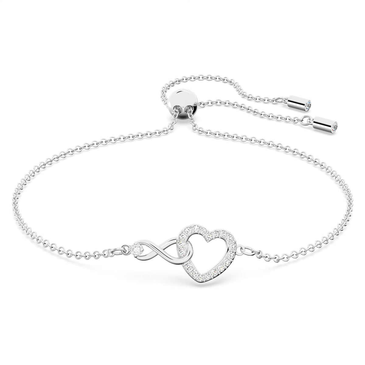 Swarovski Hyperbola Infinity Bracelet Infinity and heart, White, Rhodium plated - 5524421