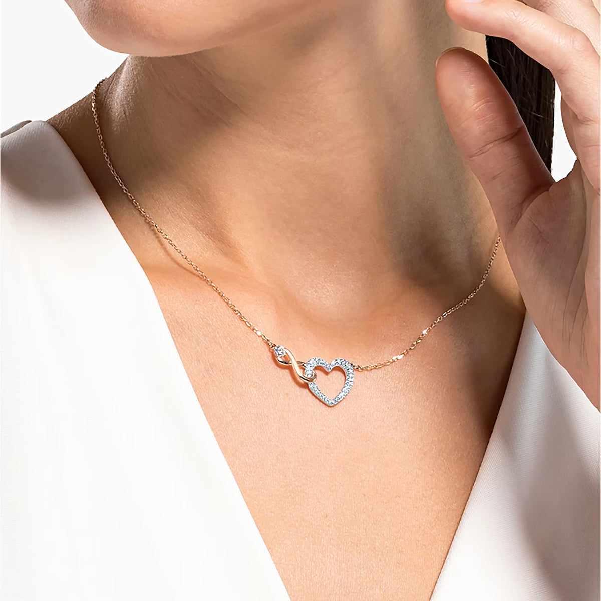 Swarovski Infinity necklace Infinity and heart, White, Mixed metal finish - 5518865