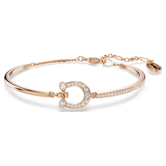 Swarovski Symbolica bangle Pavé, Horseshoe, White, Rose gold-tone plated 5741461